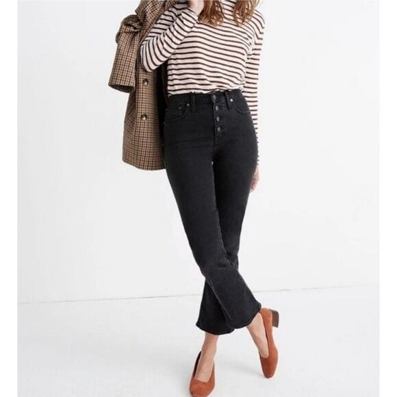Madewell Jeans Size 29 Faded Black High Rise Button Fly Cali Demi Bootcut Boho - Picture 1 of 11